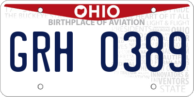 OH license plate GRH0389