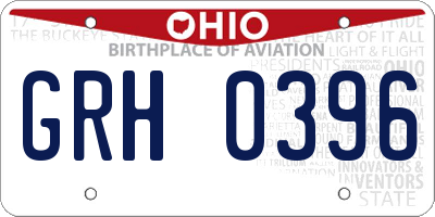 OH license plate GRH0396
