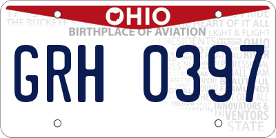 OH license plate GRH0397