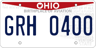 OH license plate GRH0400