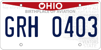 OH license plate GRH0403