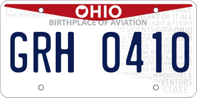 OH license plate GRH0410