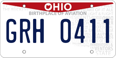 OH license plate GRH0411
