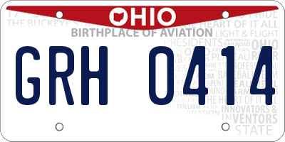OH license plate GRH0414