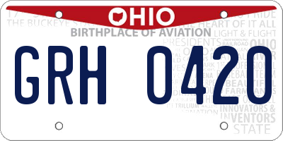OH license plate GRH0420