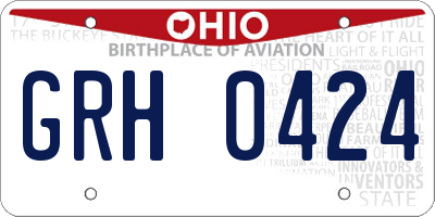 OH license plate GRH0424