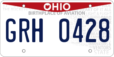 OH license plate GRH0428