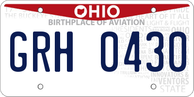 OH license plate GRH0430