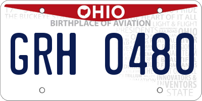 OH license plate GRH0480
