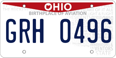 OH license plate GRH0496