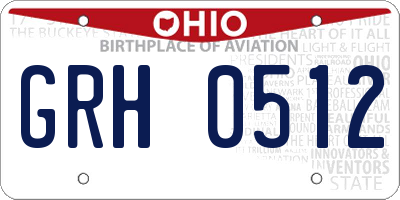 OH license plate GRH0512
