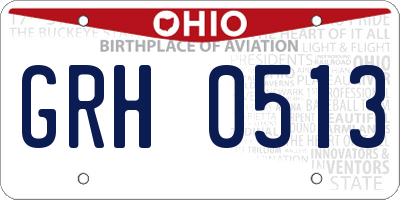 OH license plate GRH0513