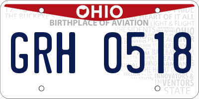 OH license plate GRH0518