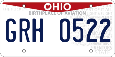 OH license plate GRH0522