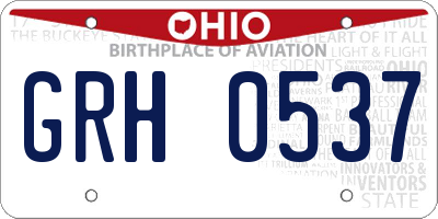 OH license plate GRH0537