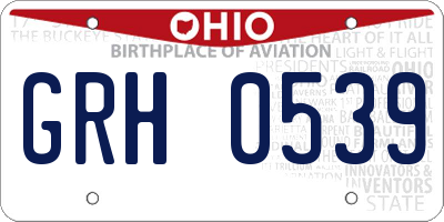 OH license plate GRH0539