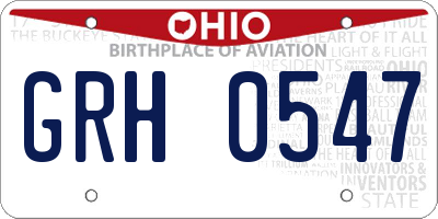 OH license plate GRH0547