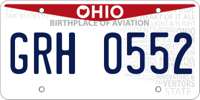 OH license plate GRH0552