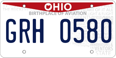 OH license plate GRH0580