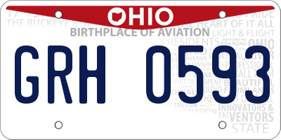 OH license plate GRH0593
