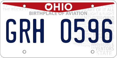 OH license plate GRH0596