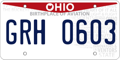 OH license plate GRH0603