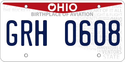 OH license plate GRH0608