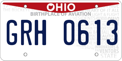 OH license plate GRH0613