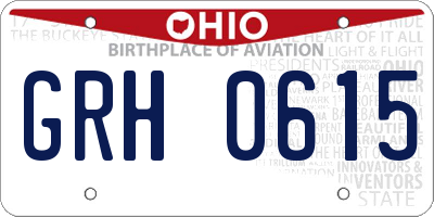 OH license plate GRH0615