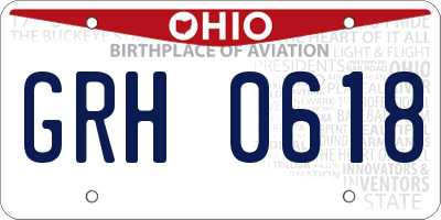 OH license plate GRH0618