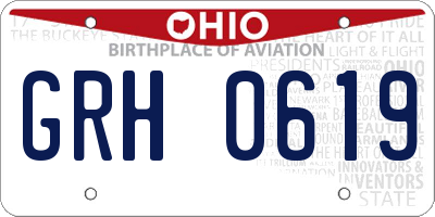 OH license plate GRH0619