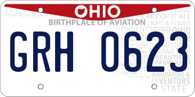 OH license plate GRH0623
