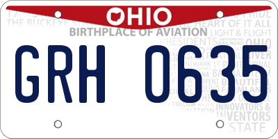 OH license plate GRH0635