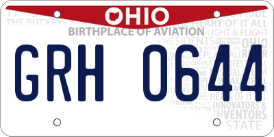 OH license plate GRH0644