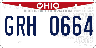 OH license plate GRH0664