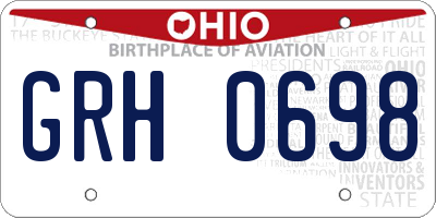 OH license plate GRH0698