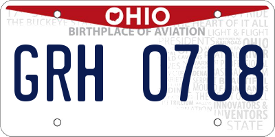 OH license plate GRH0708