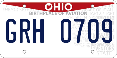 OH license plate GRH0709