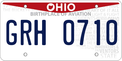 OH license plate GRH0710