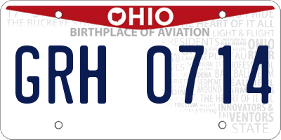 OH license plate GRH0714