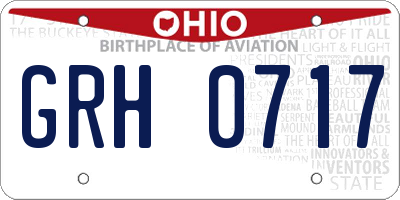 OH license plate GRH0717