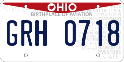 OH license plate GRH0718