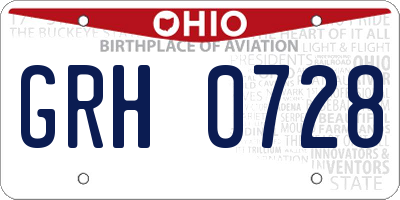 OH license plate GRH0728