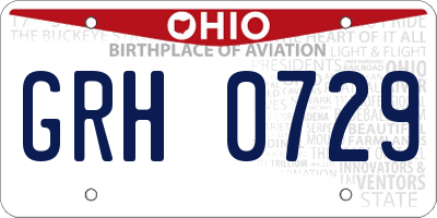 OH license plate GRH0729
