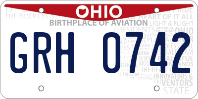 OH license plate GRH0742