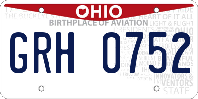 OH license plate GRH0752