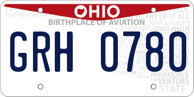 OH license plate GRH0780