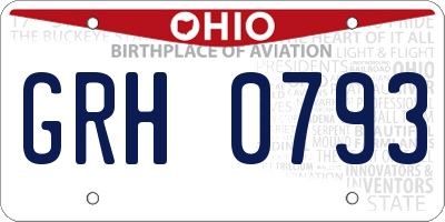OH license plate GRH0793