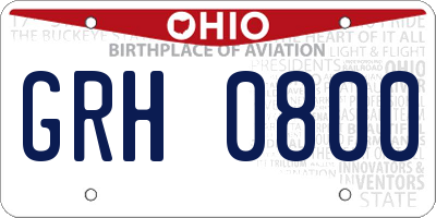 OH license plate GRH0800