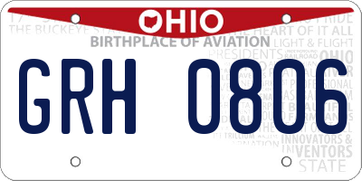 OH license plate GRH0806
